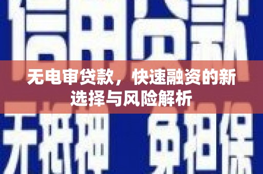 玉东无电审贷款，快速融资的新选择与风险解析