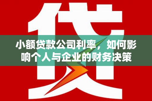 玉东小额贷款公司利率，如何影响个人与企业的财务决策