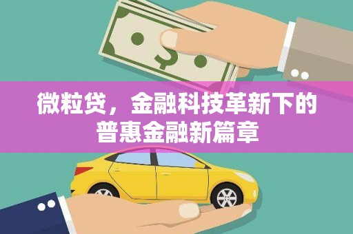 玉东微粒贷，金融科技革新下的普惠金融新篇章
