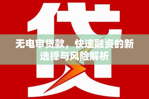 玉东无电审贷款，快速融资的新选择与风险解析